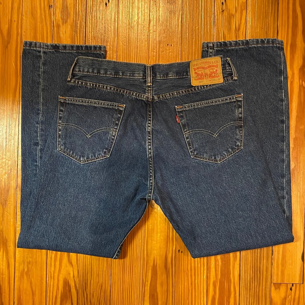 Mens Levi 's 505 Regular Fit Jeans, Size 35x30, Excellent Condition